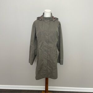 Eddie Bauer Jacket Coat Trench Girl On The Go Insulated Convertible Rain Beige